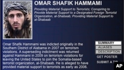 In this undated image released by the FBI, Omar Shafik Hammami is shown on the FBI's list of "most wanted terrorists."
