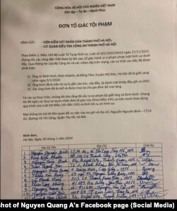 Nội dung đơn tố giác của nhóm các nhà hoạt động, trí thức về vụ ông Lê Đình Kình "bị giết hại", 21/1/2020