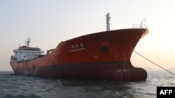 The Lighthouse Winmore, chartered by Taiwanese company Billions Bunker Group Corp., is seen at sea off South Korea's Yeosu port, Dec. 29, 2017. South Korea briefly seized and inspected a Hong Kong-registered ship in November for transferring oil products to a North Korean vessel and breaching U.N. sanctions, a foreign ministry official said.