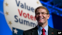 FILE - Family Research Council President Tony Perkins, speaking after the Supreme Court's ruling on the right of same-sex couples to marry, said, "It is folly for the court to think that it has resolved a controversial issue of public policy."