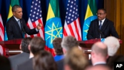 Пресс-конференция Барака Обамы с Хайлемариамом Десаленем. Эфиопия, Аддис-Абеба, 27 июля 2015.