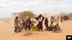 Para pengungsi Somalia antre di luar pusat pengurusan pengungsi UNHCR di Dadaab, timur Kenya, 5 Agustus 2011. Perubahan iklim yang diakibatkan perbuatan manusia menyumbang pada menurunnya curah hujan di Afrika Timur pada 2011. (Foto: AP)