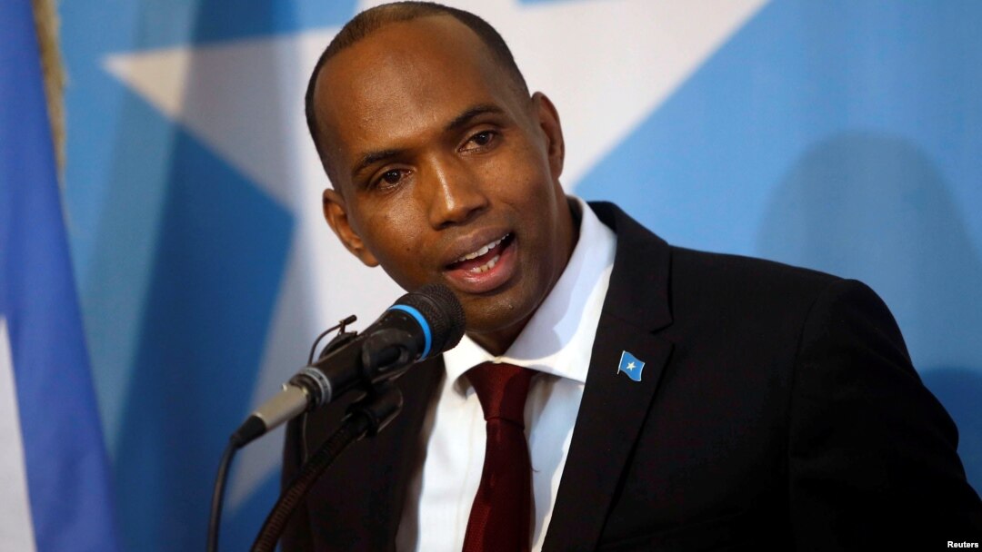 FILE - Somalia's Prime Minister Hassan Ali Khaire addresses lawmakers in Mogadishu, Somalia, March 1, 2017.