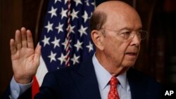 Wilbur Ross is sworn-in as Commerce Secretary in the Eisenhower Executive Office Building in Washington, Feb. 28, 2017. 