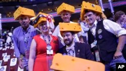 Wisconsin delegates cheer for their representative Gwen Moore