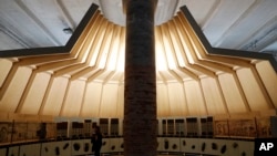 An installation by architect Mario Botta, at the Biennale International Architecture exhibition, in Venice, Italy, May 23, 2018. The 16th edition of the Biennale International Architecture exhibition will open to the public from May 26 to Nov. 25, 2018.