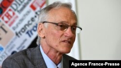 FILE - Phil Saviano, Boston survivor of Roman Catholic clergy abuse and activist exposing abuse, speaks at a press conference at the Foreign Press Association in Rome, Italy, Feb. 17, 2020. 