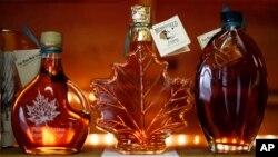 Gift bottles of maple syrup for sale at the Merrifield Farm and Sugar Shack, Wednesday, March 9, 2016 in Gorham, Maine. (AP Photo/Robert F. Bukaty)