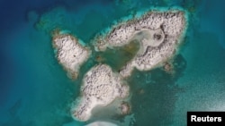 A general view of an exposed island of old microbialites at Salda Lake in Burdur province, Turkey, March 1, 2021. The official Twitter account of NASA Earth mentioned lake Salda in their tweet a day before NASA rover Perseverance touched down on Mars.