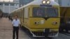 A train being prepared for departure at Phnom Penh station. (D. de Carteret/VOA)