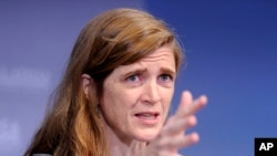 U.S. Ambassador to the U.N. Samantha Power speaks during the Civil Society Forum as part of the 2014 U.S. Africa Summit in Washington, Aug. 4, 2014.