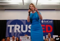 Former Republican presidential candidate Carly Fiorina speaks during a campaign rally for Republican presidential candidate, Sen. Ted Cruz, R-Texas, in Miami, Florida, March 9, 2016.