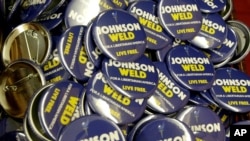 Kampanye untuk kandidat presiden partai Libertarian Gary Johnson dan calon wakil presiden Bill Weld di Konvensi Nasional Partai Libertarian di Orlando, Florida, 27 Mei 2016.