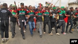 FILE: Supporters of the Indigenous People of Biafra (IPOB), accused of being behind the consulate incident, march in Port Harcourt on January 20, 2017.