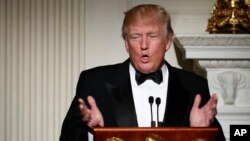 President Donald Trump speaks at a dinner reception during the annual National Governors Association winter meeting, Feb. 26, 2017.