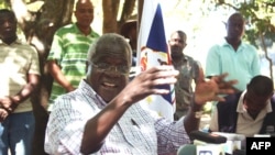 Leader of opposition Renamo, Afonso Dhlakama, at a press conference on April 10, 2013, in Mozambique's Gorongosa Mountains.