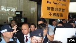香港團體和政黨遊行到泰國領事館抗議（美國之音海彥拍攝）