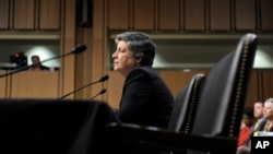 Homeland Secretary Janet Napolitano testifies on Capitol Hill in Washington, February 13, 2013, before the Senate Judiciary Committee hearing on comprehensive immigration reform.