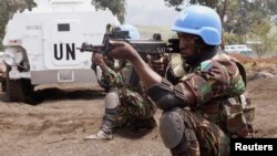 Tanzanian Forces of the U.N. Intervention Brigade attend a training session outside Goma in the eastern Democratic Republic of Congo, Aug. 9, 2013.