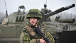 A Russian army soldier takes part in drills at the Kadamovskiy firing range in the Rostov region in southern Russia, Dec. 10, 2021.