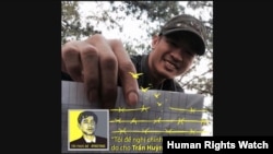 Nhà hoạt động Nguyễn Quốc Đức Vượng ủng hộ việc trả tự do cho blogger Trần Huỳnh Duy Thức. Anh bị công an Việt Nam bắt hôm 23/9 vì "phát tán tài liệu tuyên truyền chống phá nhà nước CHXHCN Việt Nam." (Ảnh HRW)