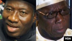 Shugaba Goodluck Jonathan da Tsohon Shugaba Olusegun Obasanjo. Sun amince da taron kasa kuwa?