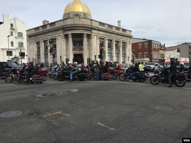 Founder Chris Cox says Bikers for Trump "started as a result of the outspoken nature of Donald Trump and the bikers' frustration with the direction this country was going," Jan. 19, 2017. (J. Fatzick/VOA)