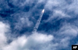 FILE - India's Polar Satellite Launch Vehicle (PSLV-C30) lifts off from the Satish Dhawan Space Centre in Sriharikota, South India, Sept. 28, 2015. PSLV-C30 mission included the launching of India's space observatory satellite.