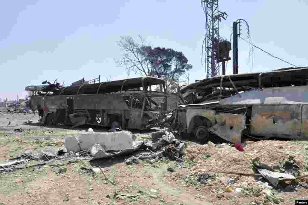 Damage at the industrial area in the al-Kaboun neighborhood in Damascus after soldiers loyal to Syria's President Bashar al-Assad took control of it from the Free Syrian Army, July 6, 2013. (SANA)