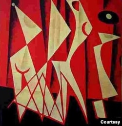 “Nhịp Calypso” (1960), tranh lập thể sơn dầu trên canvas, sưu tập của Mặc Đỗ, bức tranh đã phải bỏ lại khi Mặc Đỗ âm thầm di tản khỏi Sài Gòn ngày 29/04/1975.