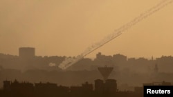 Rockets fired from the northern Gaza Strip toward Israel, July 25, 2014.