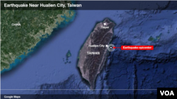 Vị trí xảy ra động đất ở Đài Loan.