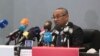 FILE - New president of the African soccer confederation Ahmad of Madagascar, speaks at a press conference in Marrakesh, Morocco, Tuesday, March 28, 2017. 
