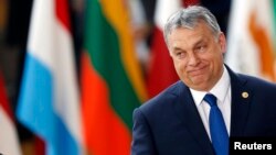 Hungarian Prime Minister Viktor Orban arrives at the EU summit in Brussels, Belgium, March 9, 2017. 