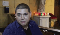 Alias, a Hispanic American parishioner at St. Elizabeth's church in Manhattan, NY, Sept 17, 2015. (Photo: D. Schrier / VOA)