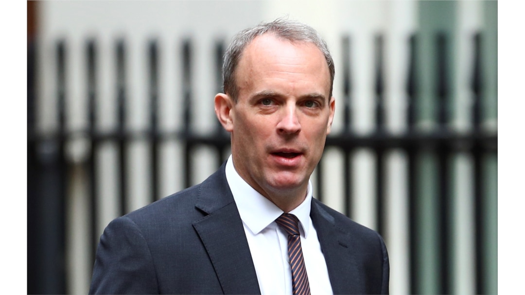 Britain's Foreign Secretary Dominic Raab arrives at Downing Street ahead of a cabinet meeting in London, Britain, July 14, 2020. REUTERS/Hannah McKay