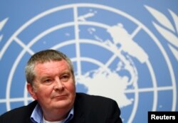 FILE - Mike Ryan, Executive Director of the World Health Organization (WHO) attends a news conference on the Ebola outbreak in the Democratic Republic of Congo at the United Nations in Geneva, Switzerland, May 3, 2019.