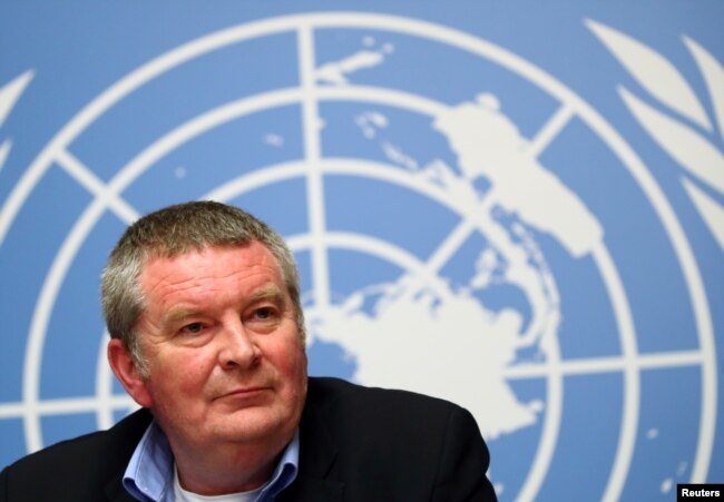 FILE - Mike Ryan, Executive Director of the World Health Organization (WHO) attends a news conference on the Ebola outbreak in the Democratic Republic of Congo at the United Nations in Geneva, Switzerland, May 3, 2019.