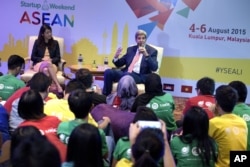 U.S. Secretary of State John Kerry speaks during a meeting with youths from the Association of Southeast Asian Nations (ASEAN) region in Kuala Lumpur, Malaysia, Aug. 5, 2015.