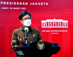 Menteri Kesehatan Budi Gunadi Sadikin usai Ratas dengan Presiden Jokowi di Istana Kepresidenan , Jakarta, Jumat, 26 Maret 2021 mengatakan jumlah penduduk Indonesia yang sudah divaksinasi COVID-19 tembus 10 juta Orang ( biro Setpres ).