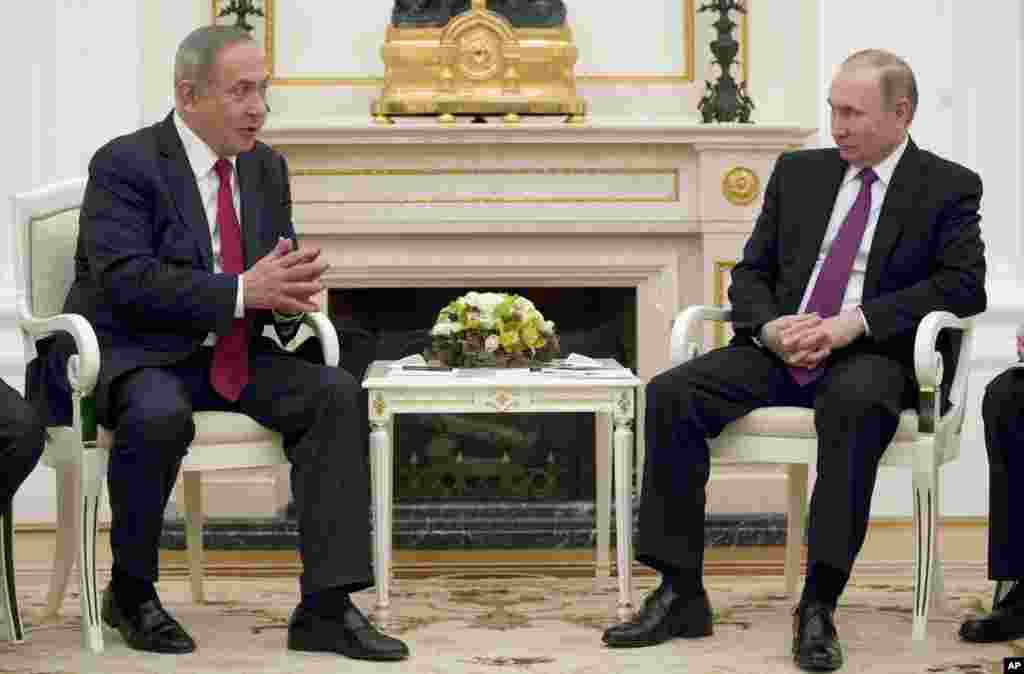 بنیامین نتانیاهو نخست وزیر اسرائیل در مسکو با ولادیمیر پوتیندر مورد مشکلهای امنیتی منطقه ناشی از حضور ایران در سوریه گفت و گو کرد.
