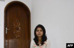 FILE - Bangladeshi blogger Shammi Haque shown in Dhaka, Sept. 3, 2015. She is a social activist and a writer on feminism and atheism.