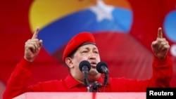 El presidente Hugo Chávez en el incio oficial de su campaña por la reelección a la presidencia.