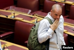 Former Greek Finance Minister Yanis Varoufakis reacts during a parliamentary session in Athens, Greece July 15, 2015.