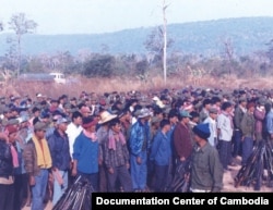 Formal integration ceremony in Anlong Veng in February 1999 (Source: Photo by Khun Ly/ Documentation Center of Cambodia Archive)