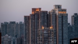 上海的住宅樓（資料照 2018年4月7日）。