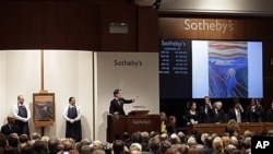 Edvard Munch's "The Scream" auctioned at Sotheby's, New York, May 2, 2012.