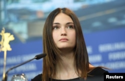 Actress Viviana Aprea attends a news conference to promote the movie "Piranhas" at the 69th Berlin International Film Festival in Berlin, Germany, Feb. 12, 2019.