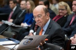 FILE - U.S. Commerce Secretary Wilbur Ross appears before the House Committee on Oversight and Government Reform, on Capitol Hill in Washington, Oct. 12, 2017.