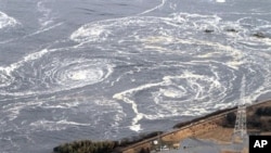 Swirls of waves approach to a coast in Iwaki, Fukushima Prefecture, northern Japan, March 11, 2011 after a powerful tsunami spawned by the largest earthquake in country's recorded history slammed the eastern coast